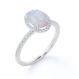 Halo 1.50 Ct Oval Cut Lab Created Opal Engagement Ring