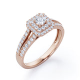 Milgrain 1 Ct Round Diamond Split Shank Engagement Ring