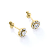 Bezel French Pave 0.43 CT TDW Round Certified Lab Diamond Double Prong Stud Earrings in White Gold