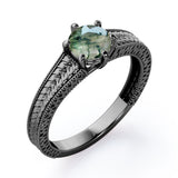 Vintage Bowtie Filigree 1 carat Round Moss Green Agate Solitaire Engagement Ring in Rose Gold