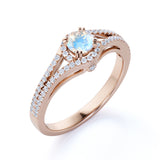 Split Shank 1.50 Carat Round Blue Fire Moonstone and Diamond Fishtail Engagement Ring in White Gold