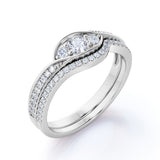 Swirl Trilogy 1.5 CT TDW Round Cut Diamond Channel Setting Wedding Set - Bridal Set