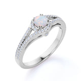 Vintage 0.83 Ct Round Cut Opal Promise Ring