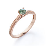 Dainty 1 Ct Round Cut Moss Agate Solitaire Engagement Ring