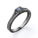 Milgrain 0.50 Ct Round Salt and Pepper Diamond Engagement Ring