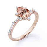 Snowflake 0.7 carat Pear Morganite and Diamond Classic Engagement Ring in White Gold