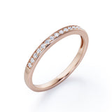 Minimalist - 0.15 TCW Round Shaped Diamond Pave Channel Wedding Band in White Gold