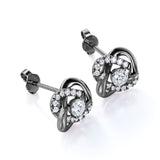 Flower Knot 0.43 CT TDW Round Certified Lab Diamond Twisted French Pave Stud Earrings in Yellow Gold