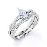 Infinity 1.25 Carat Pear Cut Moissanite Pave Wedding Ring Set