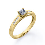 Minimalist 4-Prong Cathedral 0.35 TCW Princess Cut Diamond Mini Flush Pave Engagement Ring in 10K Rose Gold