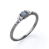 1 Ct Round Salt and Pepper Diamond Cluster Engagement Ring