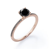 1.5 ct Round Lab Black Diamond 4-Prong Pave Engagement Ring