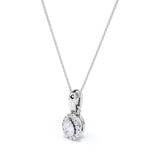 Floating Halo 0.5 CT TDW Teardrop White Diamond Bezel Set Pendant Necklace in Black Gold