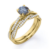 Infinity 0.65 Ct Round Cut Salt and Pepper Diamond Wedding Ring Set