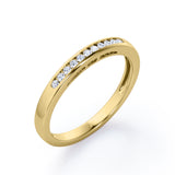Minimalist 0.15 TCW Round-Shaped Diamond Flush-Channel Design Wedding Band in 10K White Gold