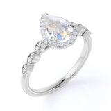 1.5 ct Teardrop Moonstone Art Deco Engagement Ring