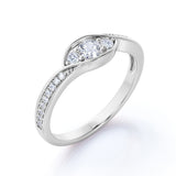 Antique Bezel Three Stone 1.25 CT TDW Round Cut Diamond Channel Set Engagement Ring