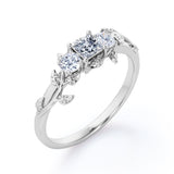 1 Carat Princess Cut Moissanite Nature Inspired Ring