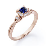 0.6 Ct Princess Cut Lab Sapphire Twisted Engagement Ring
