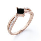 1 ct Princess Lab Black Diamond Infinity Engagement Ring