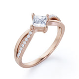 Twisted 0.50 Carat Princess Cut Diamond Four Prong Infinity Style Engagement Ring In White Gold