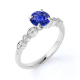 Vintage 1.15 Ct Round Cut Lab Sapphire Engagement Ring