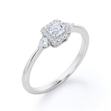 Certified 0.50 Ct Princess Lab Diamond Trilogy Engagement Ring