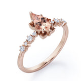 Fancy Star 0.6 carat Kite Morganite and Diamonds Engagement Ring in Rose Gold