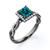 Twisted Four Claws 1.35 Carat Princess Cut Lab Created Alexandrite And Diamond Infinity Engagement Ring In White Gold For Her