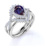 Infinity 2 Ct Pear Lab Alexandrite Pave Bridal Set