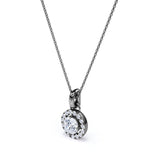 Four Prong Set Solitaire 1.10 Carat Round Certified Moissanite Hidden Halo Pendant Necklace in Rose Gold