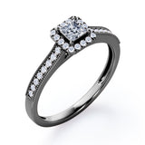 Certified 0.50 Ct Princess Lab Diamond Antique Engagement Ring