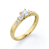 Certified 0.50 Ct Princess Lab Diamond Seven Stone Engagement Ring