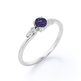 Asymmetric 1.15 Carat Round Cut Lab Created Alexandrite And Diamond Seven Stone Engagement Ring In White Gold