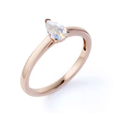 1 Carat Pear Shaped Moonstone Wedding Ring in Rose Gold - Blue Moonstone Ring