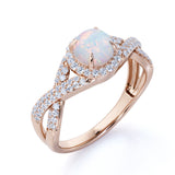 1.50 Ct Round Cut Lab Created Opal Infinity Engagement Ring