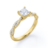 Certified Twisted 0.50 Ct Princess Lab Diamond Engagement Ring