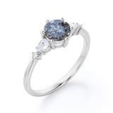 Five Stone 0.85 Ct Round Salt and Pepper Diamond Engagement Ring