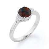 Tapered 1.10 Carat Round Cut Ethiopian Black Opal And Diamond Seven Stone Engagement Ring In White Gold