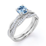 1.40 ct Round Aquamarine Twisted Wedding Ring Set