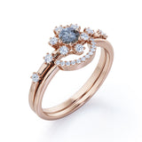 Snowflake 0.95 Ct Round Salt and Pepper Diamond Bridal Set