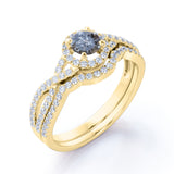 Infinity 0.85 Ct Round Salt and Pepper Diamond Wedding Ring Set