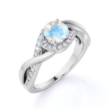 1.25 Carat Round Moonstone Wedding Ring in Rose Gold - Vintage Moonstone Ring
