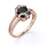 Wire Wrapped 1.50 Carat Emerald cut Lab Black Diamond Engagement Ring for Women in Rose Gold