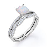 Twisted 1.50 Ct Round Cut Opal Bridal Set