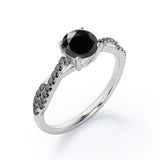 1.45 ct Round Lab Black Diamond Crossover Pave Engagement Ring