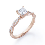 Certified Twisted 0.50 Ct Princess Lab Diamond Engagement Ring