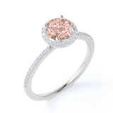 1.50 ct Round Morganite Halo Engagement Ring