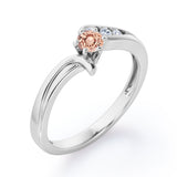Curved Band - Six Prongs 0.5 carat Round Morganite and Moissanite Artistic Engagement Ring in Rose Gold