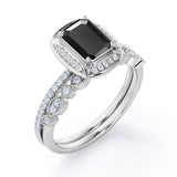 Bestselling 1.75 Carat Wedding Ring Set with Lab Black Diamond for Women in Rose Gold